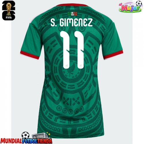 Camiseta México Santiago Gimenez #11 Primera Equipación Replica Mundial 2026 para mujer mangas cortas